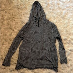 Premise Black & White Striped Hooded Shirt